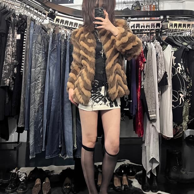 브라운 토끼퍼 자켓