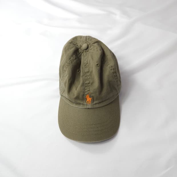 폴로 랄프로렌 빈티지 볼캡 올리브그린 오렌지 