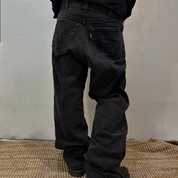 80s LEVIS 501 orange tab black denim pan