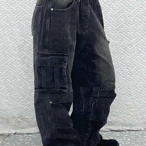 트릴리온 스트릿 카고 흑청바지 M C06996