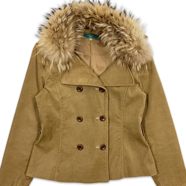 빈티지 ASPRI 라이트 브라운 더블 하프 코트