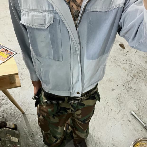 None dirty distressed work jacket