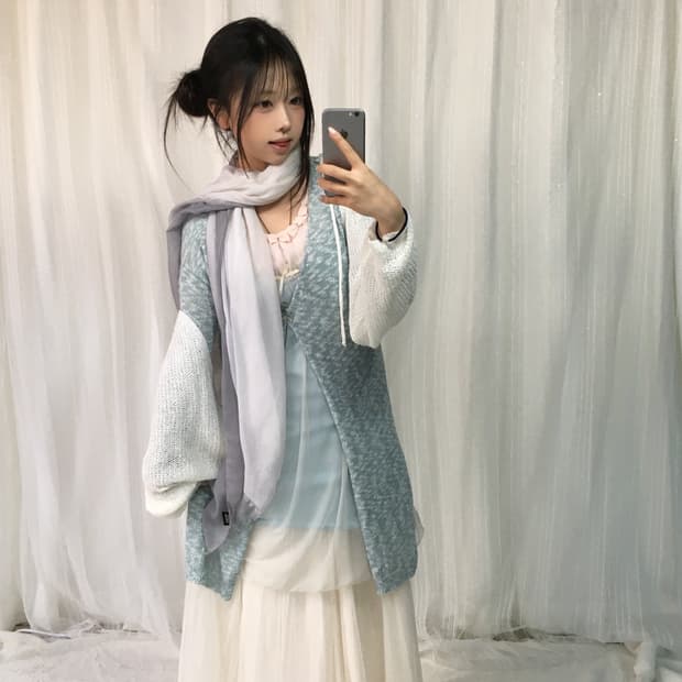 빈티지 소라 핑크 쉬폰 페어리 코디세트