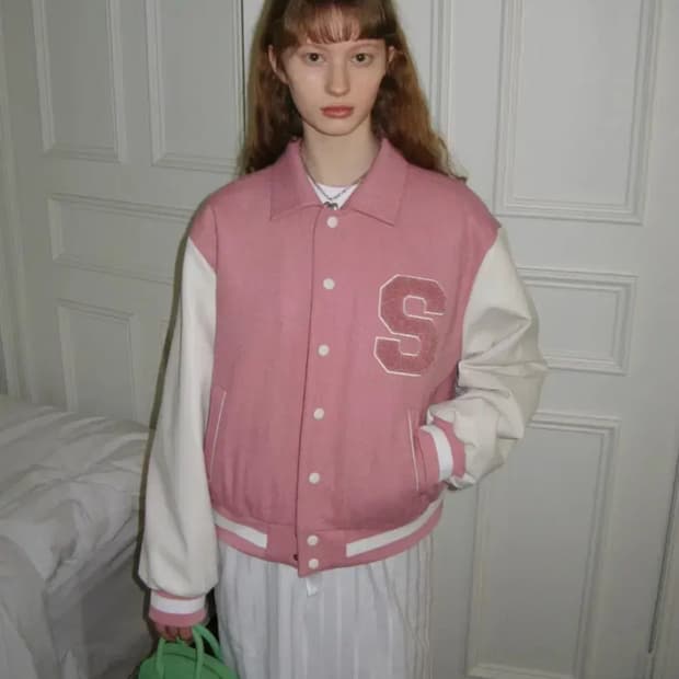 CLASSIC LOGO AWARD JACKET (PALE PINK) 