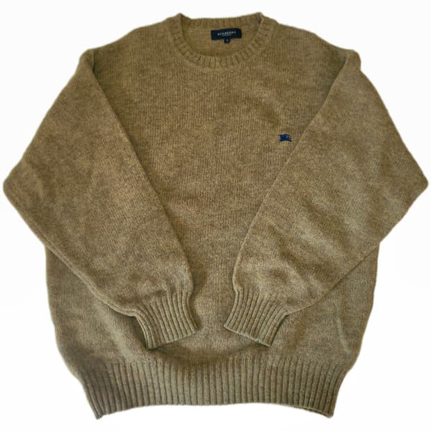 빈티지 버버리 카키브라운 보카시 울 니트