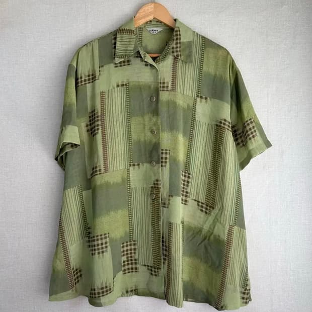 Vintage Green Patchwork Shirts