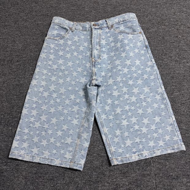 ERL 스타 자카드 데님 버뮤다 쇼츠