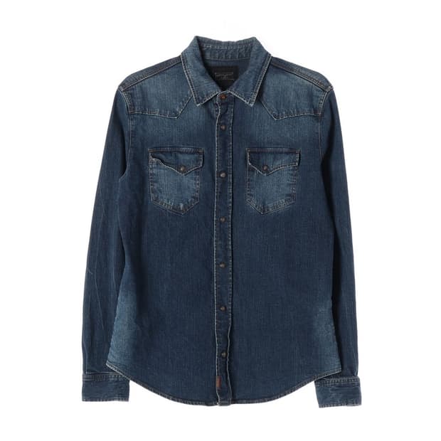 버커루 빈티지 워싱 웨스턴 데님 셔츠 L