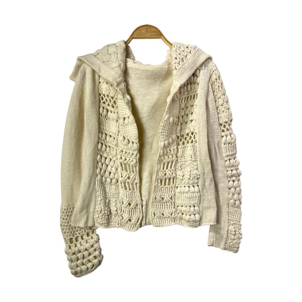 [RITSUKO SHIRAHAMA] 리츠코 시라하마 크로쉐 니트 가디건