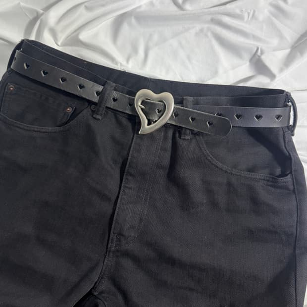 빈티지 하트 버클 레더 벨트