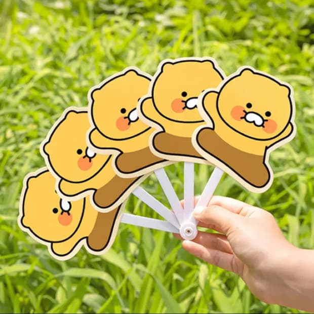 (택포) 카카오프렌즈 춘식이 5단 접이식 여름 부채