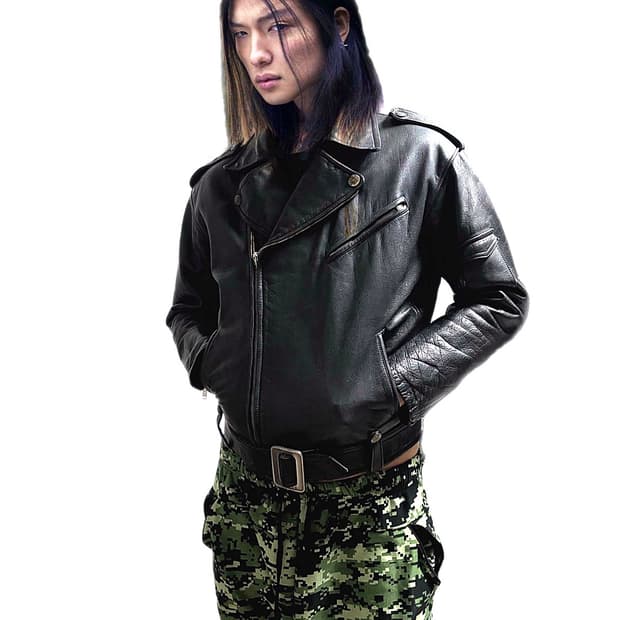 일본 komine 소가죽 더블카라 모토바이커 자켓