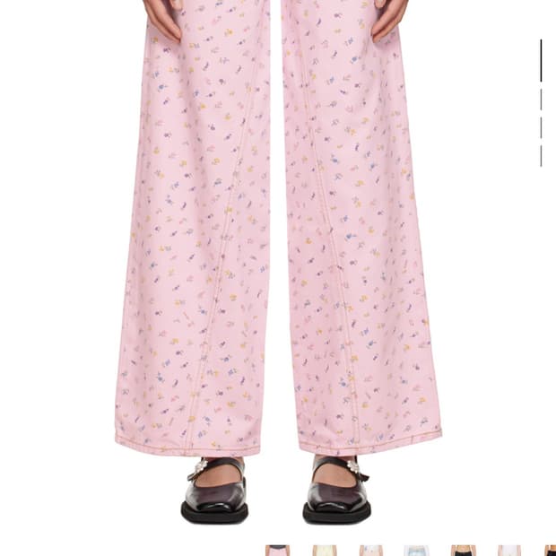 GANNI 가니 핑크 플라워 데님 팬츠 24