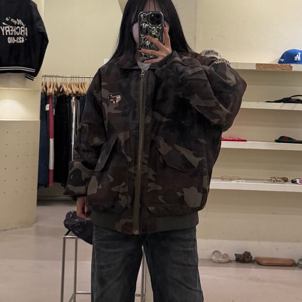 카모 패턴 밀리터리 패치 자켓 U1707