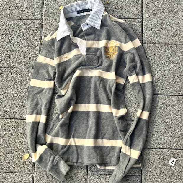 *rare* 2000s JPN polo 스트라이프 카라 롱슬리브