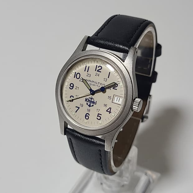 해밀턴 9797 카키필드 쿼츠 흰판 빈티지 시계