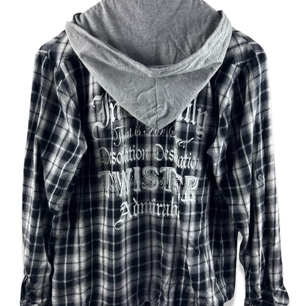 JPN Y2K 체크 레터링 레이어드 집업2159