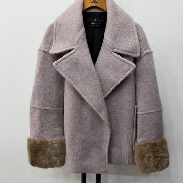 정품) 랑방 컬렉션 한섬 밍크퍼프 소매 코트 82