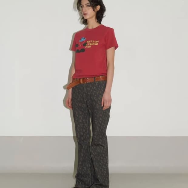 택ㅇ새상품) 헤레틱 레오파드 부츠컷 팬츠 브라운