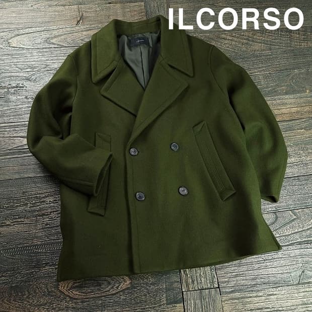 [일꼬르소] 오버핏 모직 더블 피코트 카키 M19643