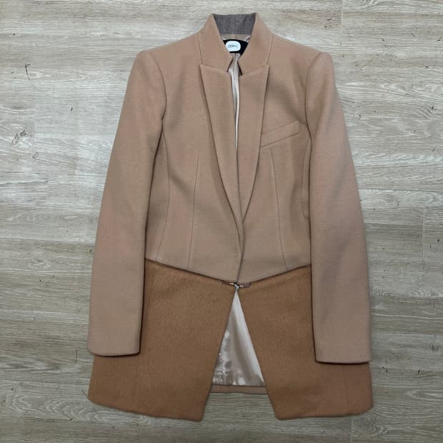 듀엘 여성 수리알파카 블렌드 배색코트 [베이지] 88-98-160