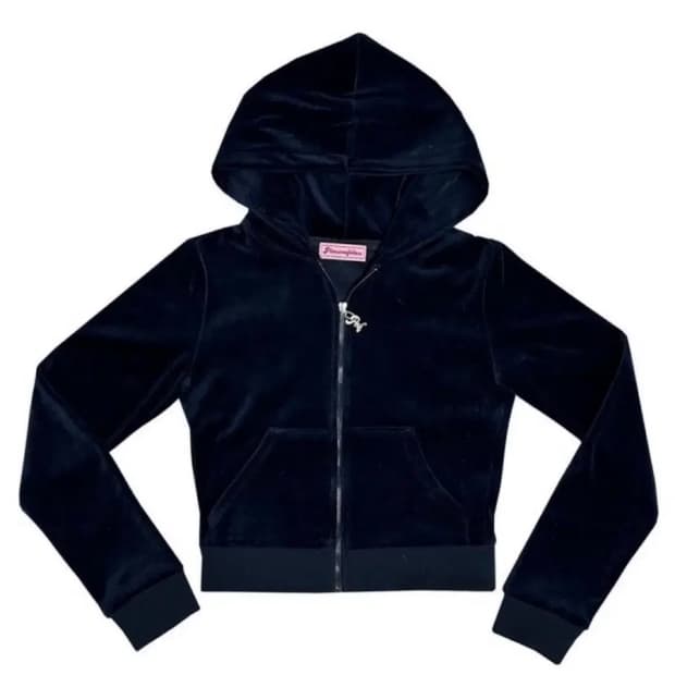 플리즈노팔로우  크리스탈 벨로아 벨벳 후드집업