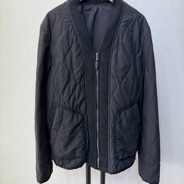 정품) 타임옴므 한섬 블랙 퀼팅 봄버 자켓 100