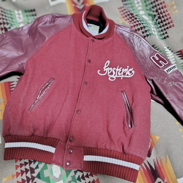 히스테릭 글래머 X 휴잇 빈티지 레더 바시티 자켓