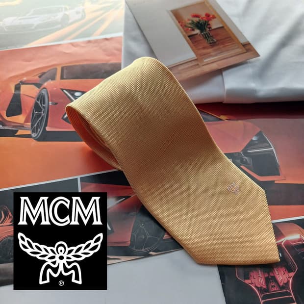 MCM 실크 오렌지 자수 로고 넥타이 8.1cm A+등급 A17941
