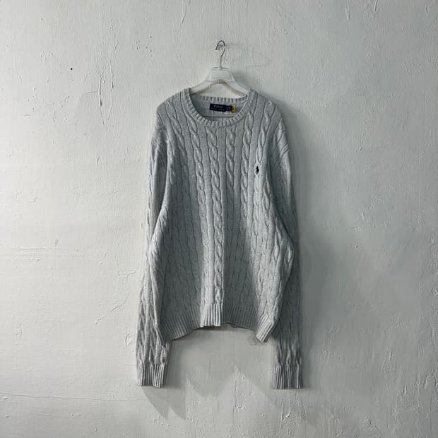 폴로랄프로렌 그레이 꽈배기 니트 110