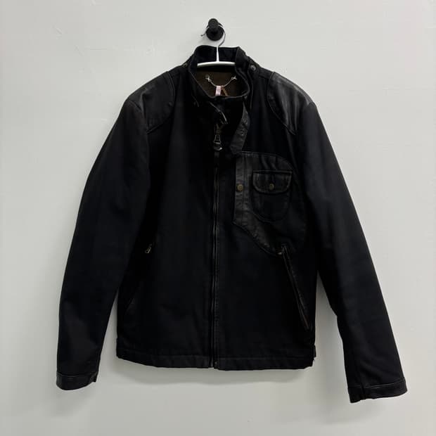 CP컴퍼니 & BRITISH MILLERAIN 헤리티지 레더 믹스 자켓