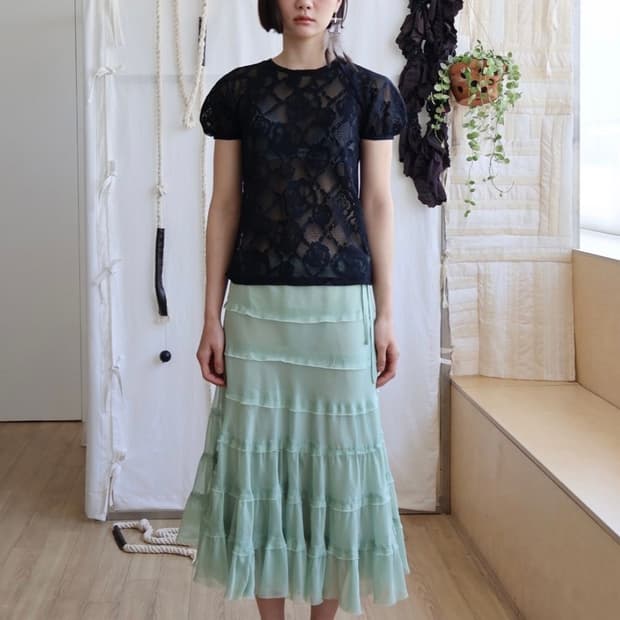 콜로신스 Nora Shimmering Skirt 스커트 치마 민트