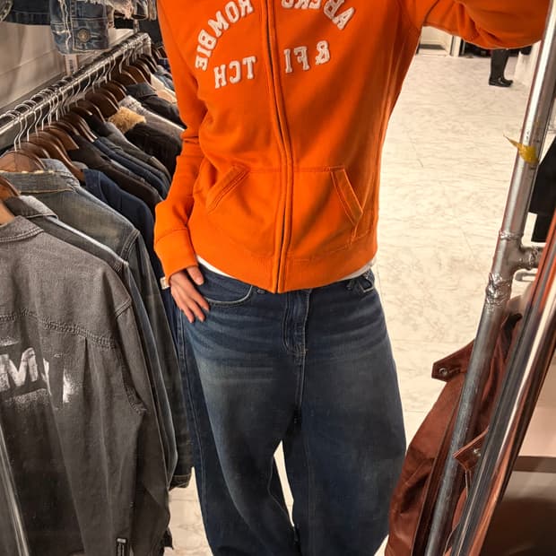 (정품/L)아베크롬비 후드집업 오렌지 