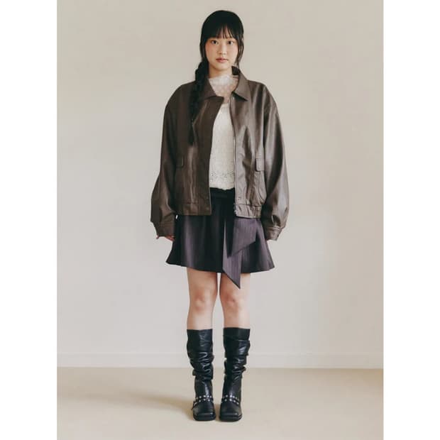 셀리테일즈 faux 레더 자켓 점퍼 브라운
