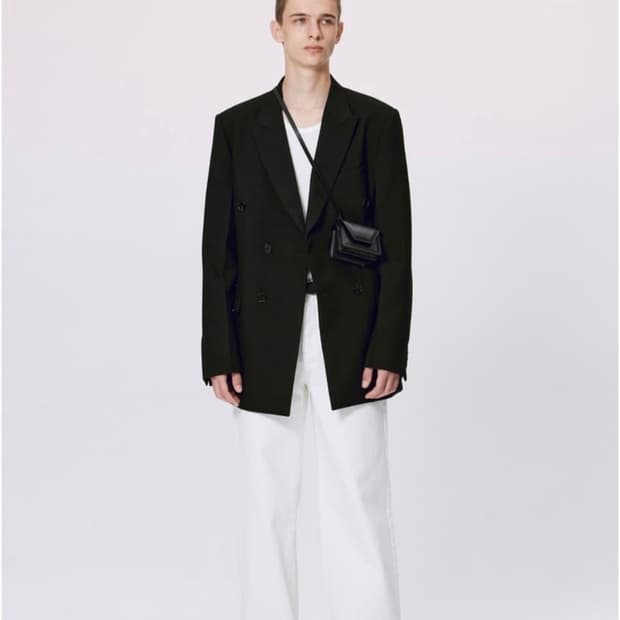 새제품) 렉토 22ss 디스트로이드 와이드스트레이트 데님 팬츠 화이트 S