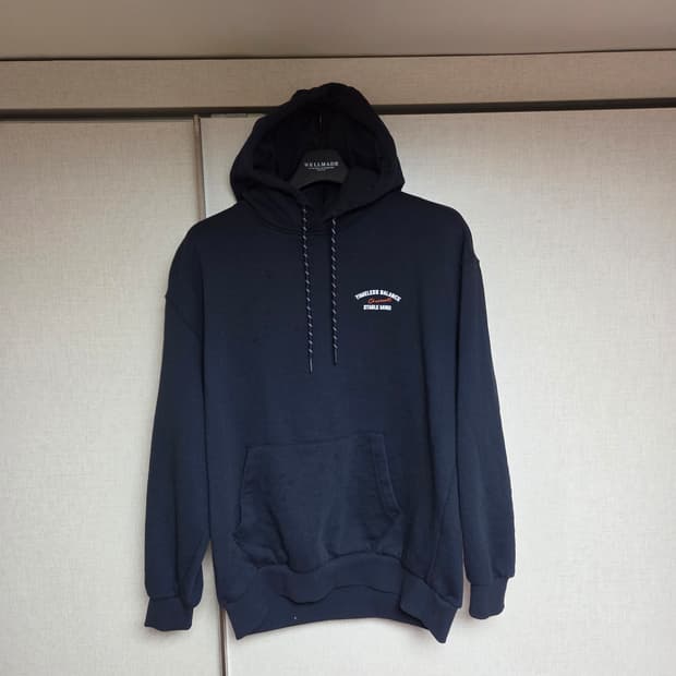 정품]웰메이드 네이비 안감기모 후드티 100