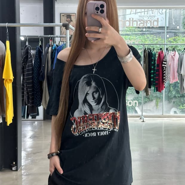 히스테릭글래머 히스걸 스팽글 Holy Rock 반팔티 