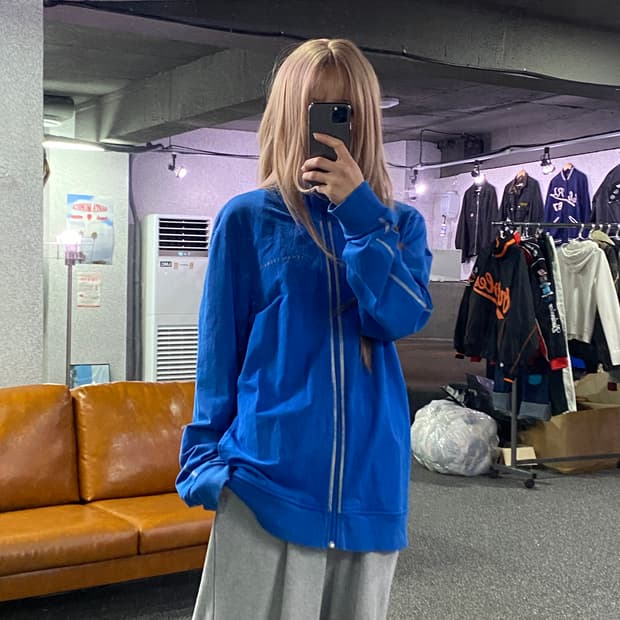 알마니 스몰로고 블루 코튼 자켓 B2661