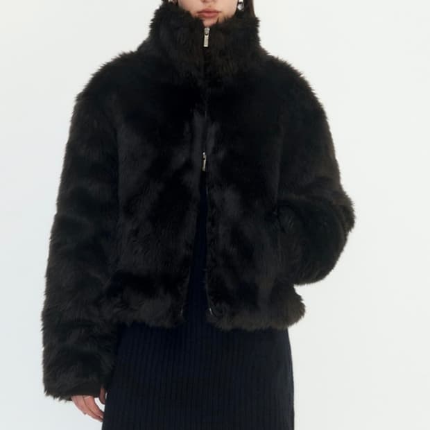 트리밍버드 퍼 자켓(다크브라운)