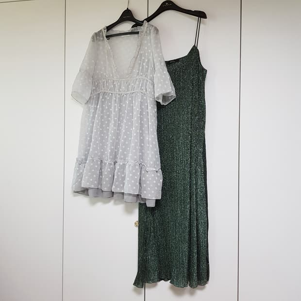 [일괄] 빈티지 도트 글리터 레이어드 원피스 모리걸