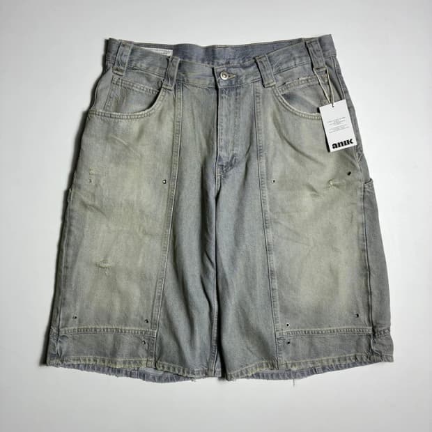 자라 ZARA 빈티지 워싱 더블니 데님 버뮤다 팬츠 R2492
