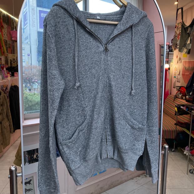 빈티지 그레이 쮸리 후드집업