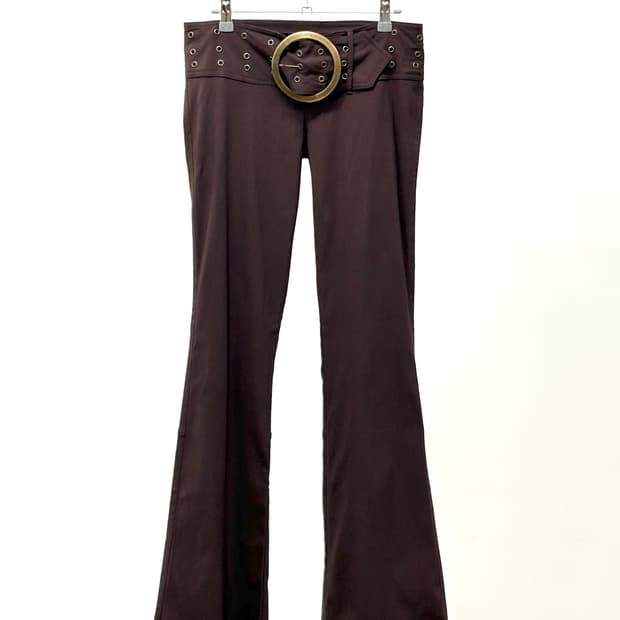 빅버클 버건디 로우웨이스트 부츠컷 팬츠