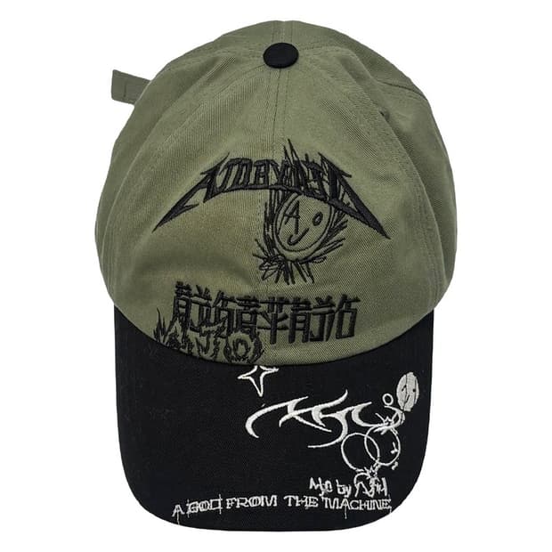 AJOBYAJO 그래픽 자수 볼캡 그린