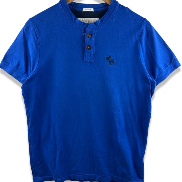 아베크롬비 블루 버튼 헨리넥 반팔티셔츠2796