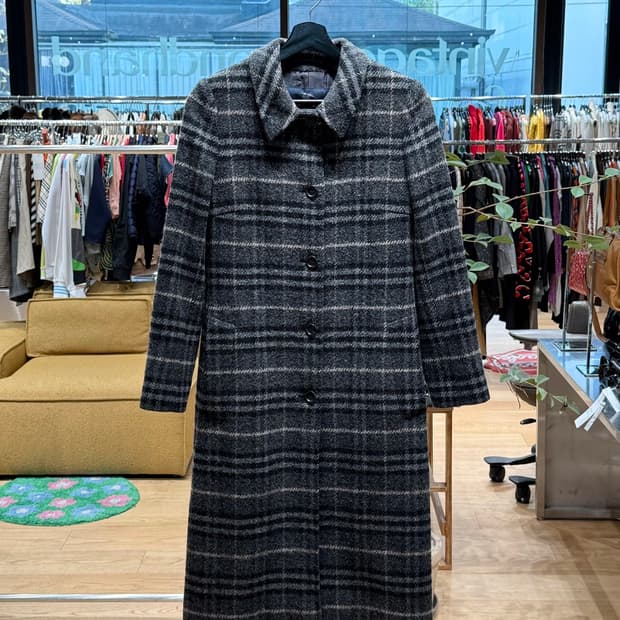 버버리 그레이 노바체크 울 롱 코트 