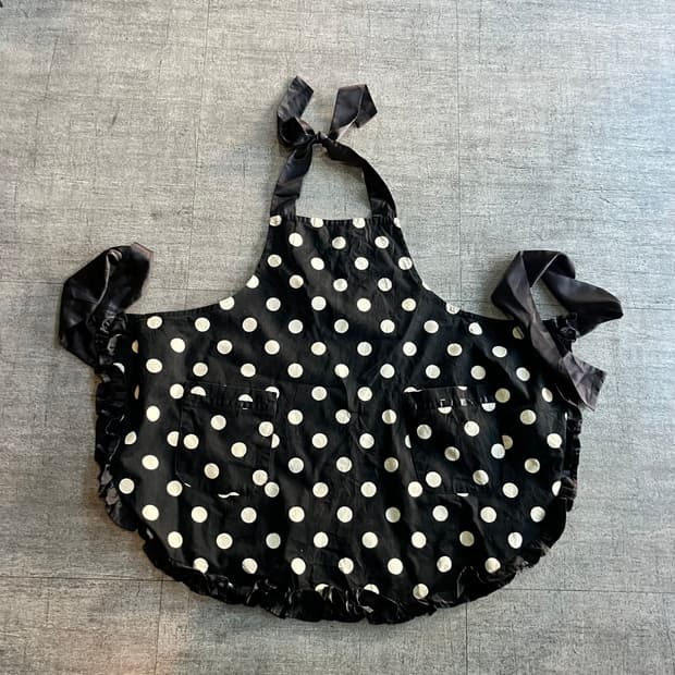 일본빈티지 하구미모리걸 땡땡이도트 에이프런 앞치마