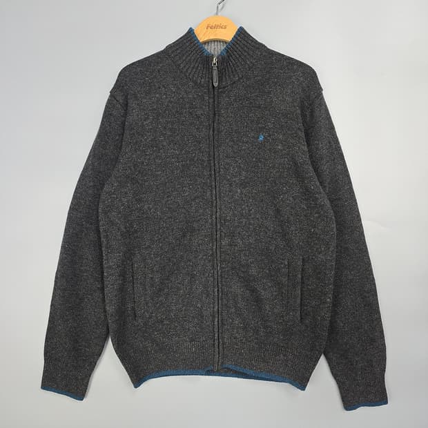 올젠(OLZEN) 울 혼방 집업 니트 가디건 100