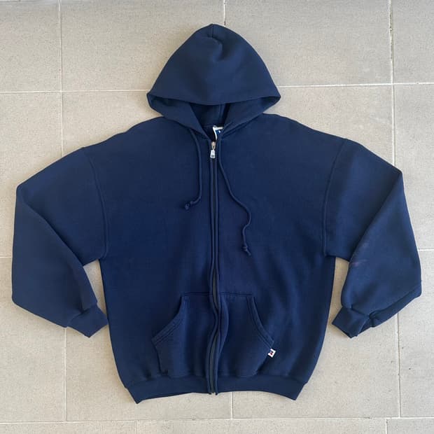 90s 빈티지 러셀 후드집업 네이비 L