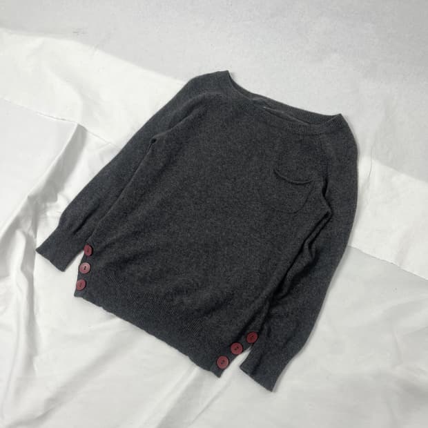 100% Cashmere 회색 포켓 니트